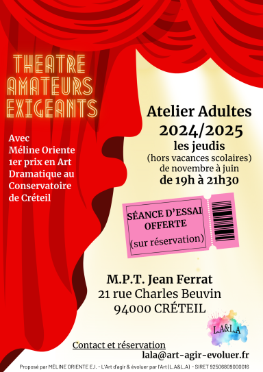 Atelier théâtre adultes amateurs JEUDI